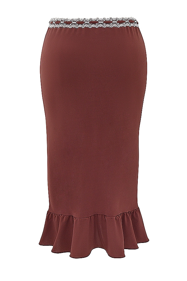 Mistress Rocks Coffee Ruffle Midi Skirt - SALE — image 13