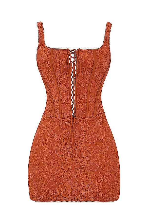 Mistress Rocks Copper Lace Corset Mini Dress - SALE — image 10