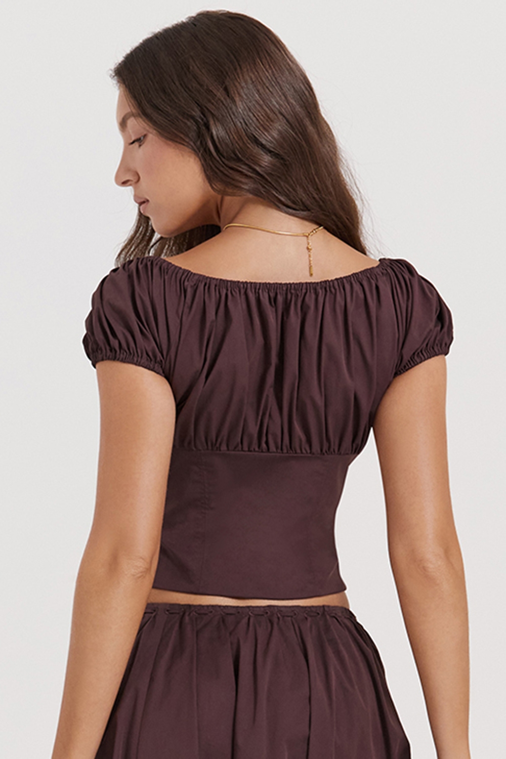 Kitty  Rich Brown Gathered Top — image 8