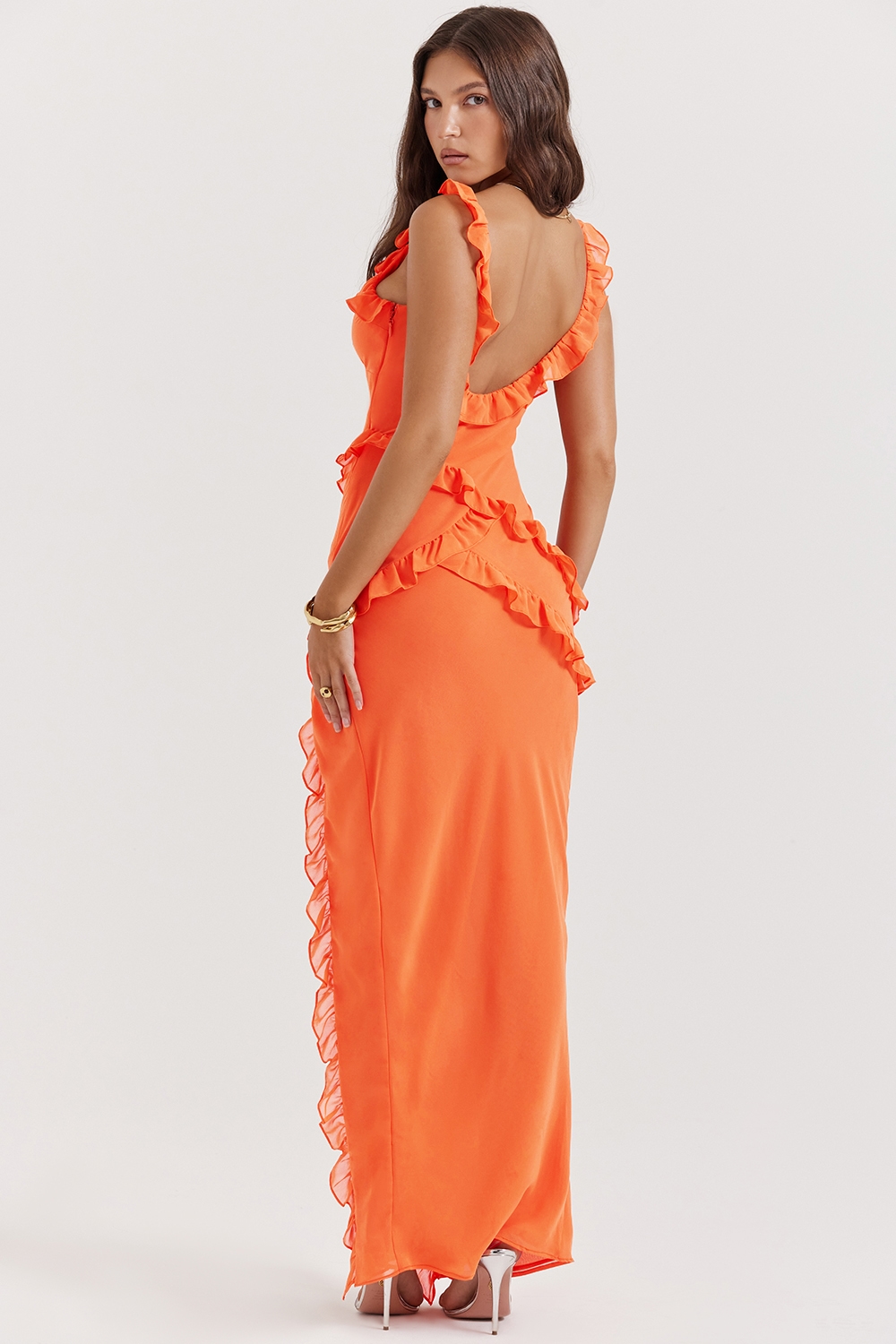 Pixie  Flame Orange Ruffle Maxi Dress — image 9