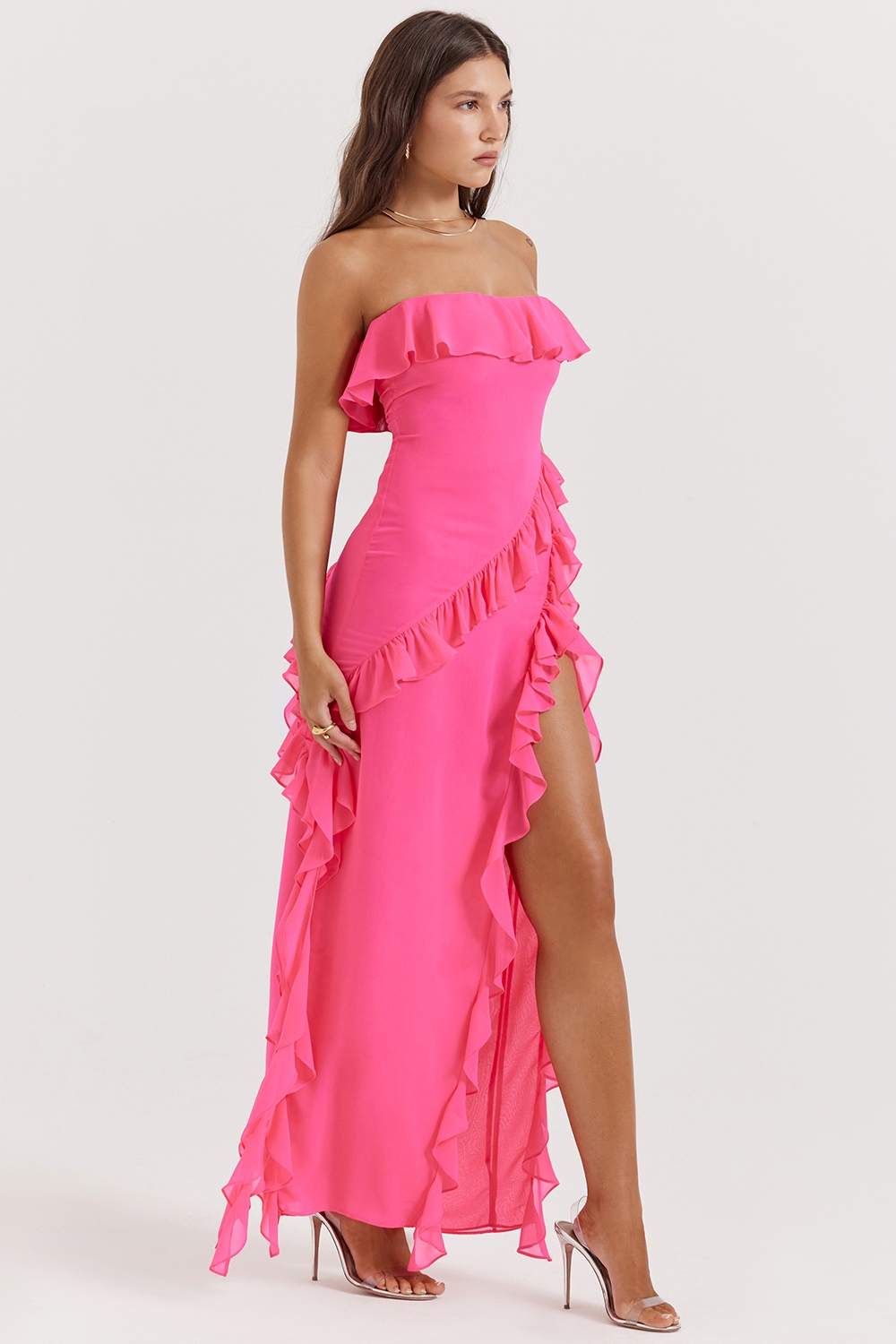 Sarina  Fuchsia Ruffle Maxi Dress — image 7