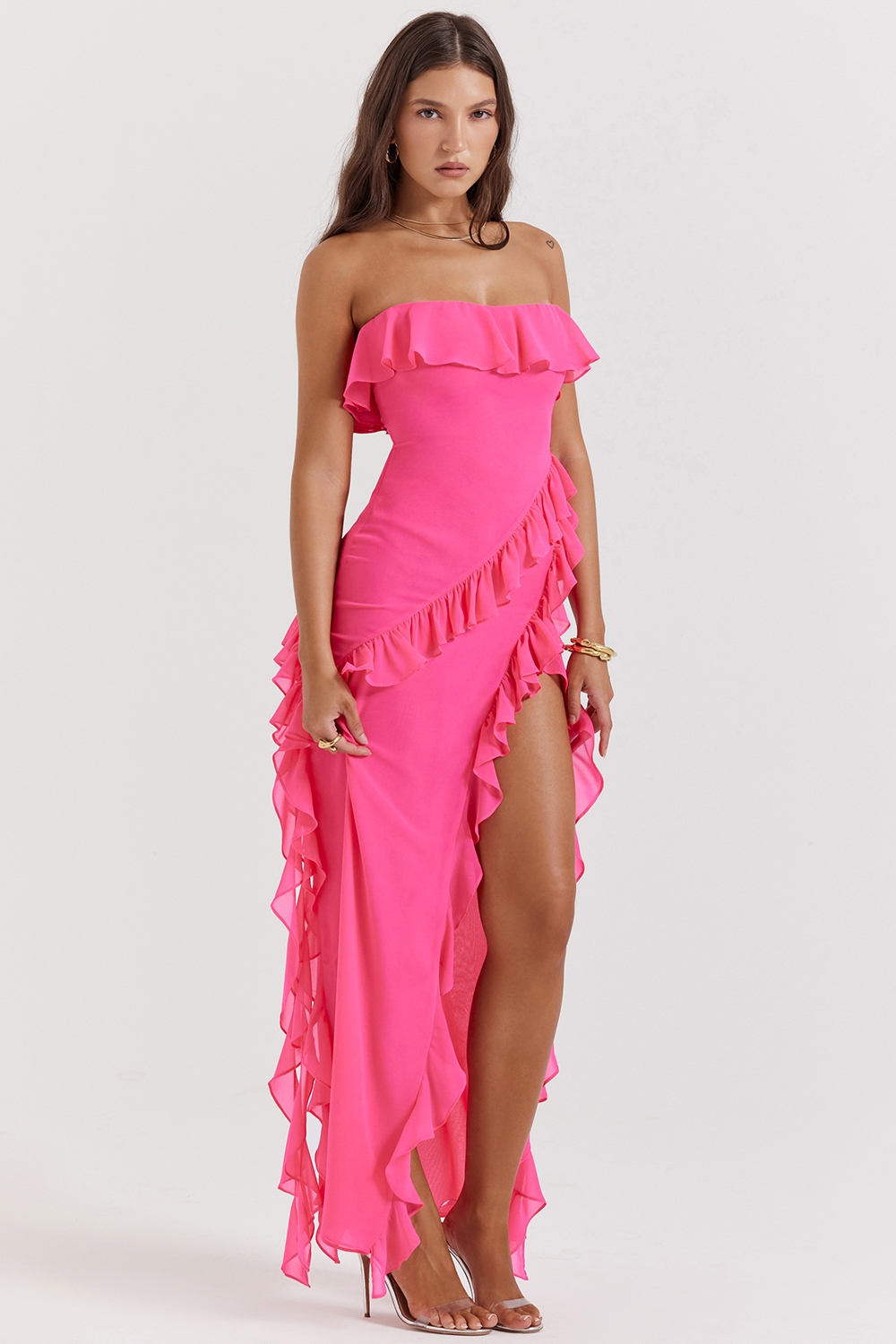 Sarina  Fuchsia Ruffle Maxi Dress — image 8