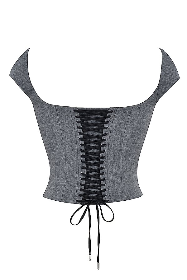 Rowena  Grey Lace Back Corset — image 11