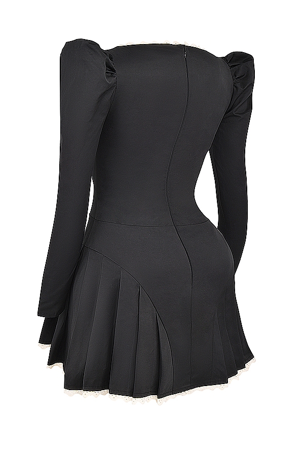 Larisa  Black & Cream Pleated Mini Dress — image 16
