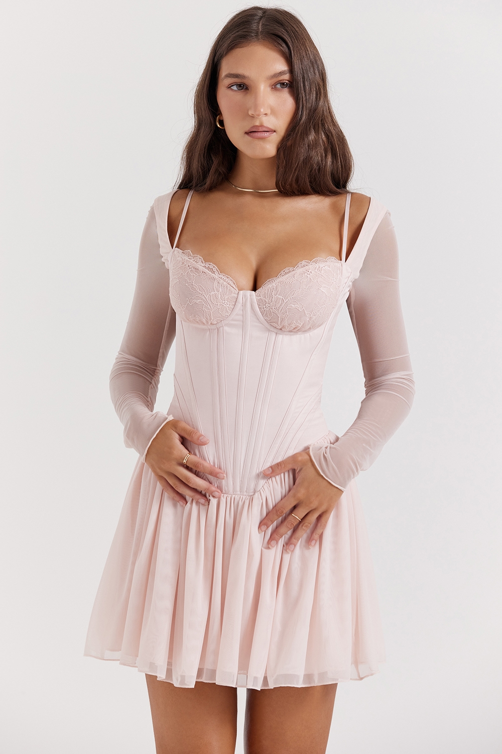 Vivi  Soft Peach Corset Mini Dress — image 6