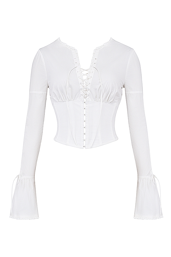 Anissa  White Lace Up Top — image 10