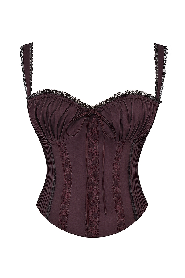 Gini  Rich Brown Lace Back Corset — image 8