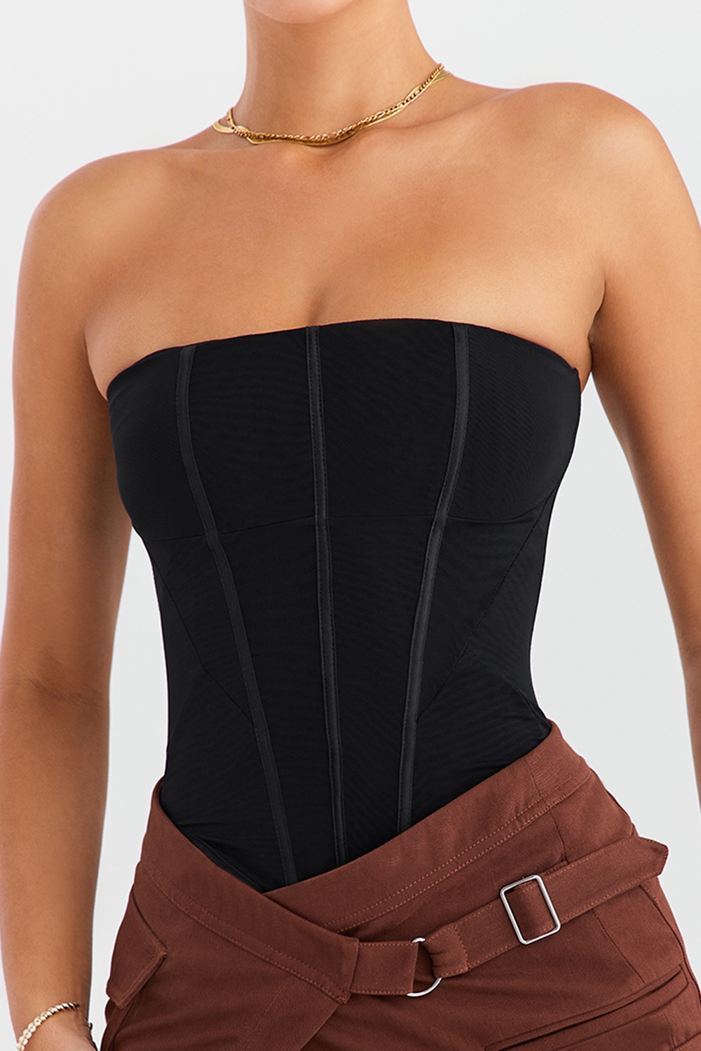 Mistress Rocks Black Mesh Strapless Corset - SALE