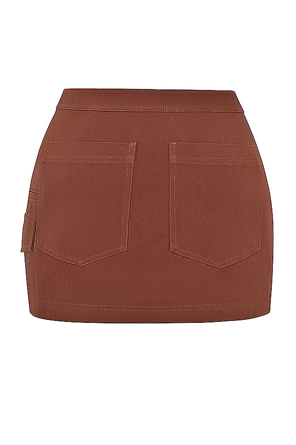 Mistress Rocks Cocoa Asymmetric Cargo Mini Skirt - SALE — image 16