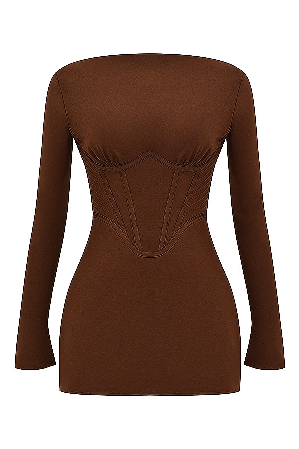 Mistress Rocks Cocoa Long Sleeve Corset Dress - SALE — image 11