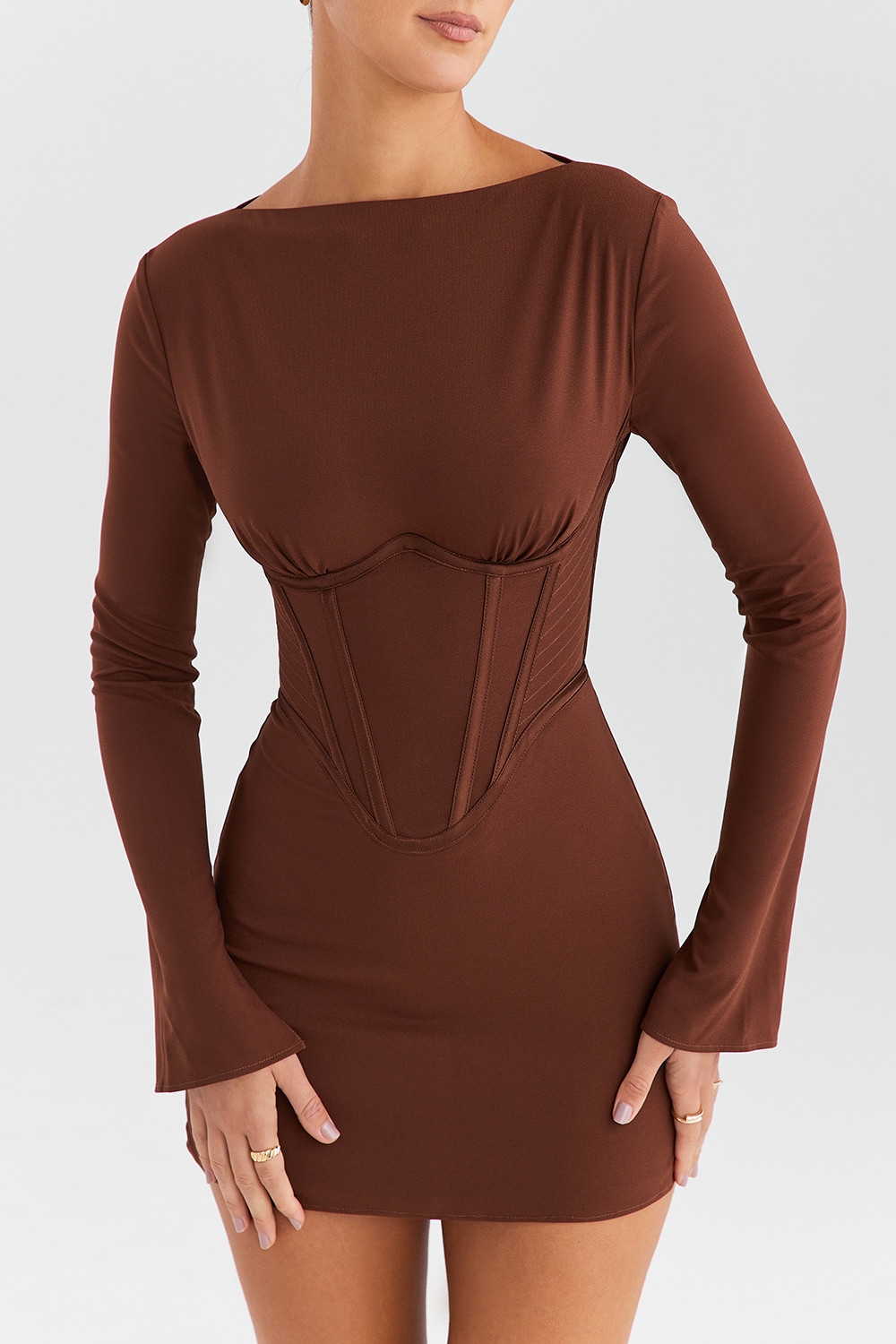 Mistress Rocks Cocoa Long Sleeve Corset Dress - SALE — image 4