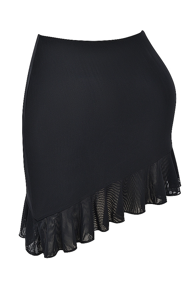 Mistress Rocks Black Ruffle Asymmetric Mini Skirt - SALE — image 13
