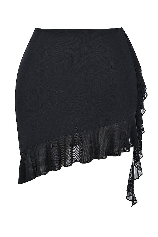 Mistress Rocks Black Ruffle Asymmetric Mini Skirt - SALE — image 14