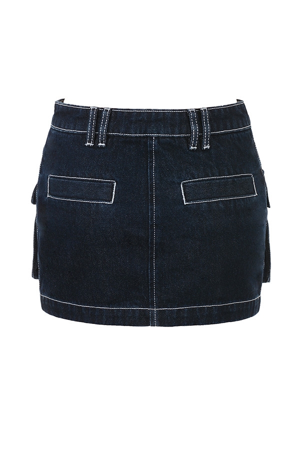 Mistress Rocks Dark Blue Denim Cargo Skirt - SALE — image 14