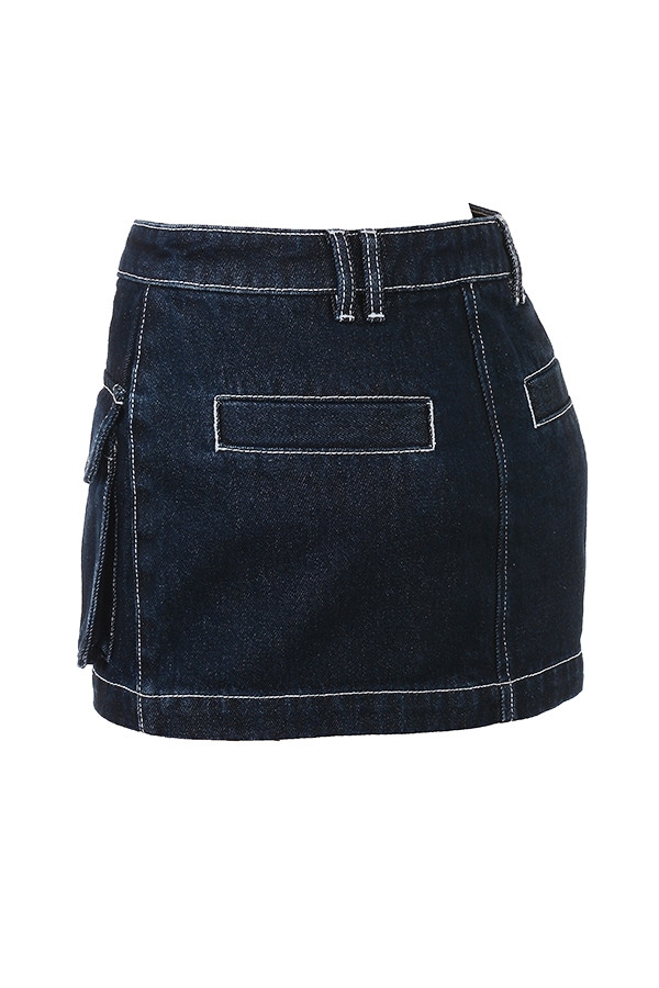 Mistress Rocks Dark Blue Denim Cargo Skirt - SALE — image 13