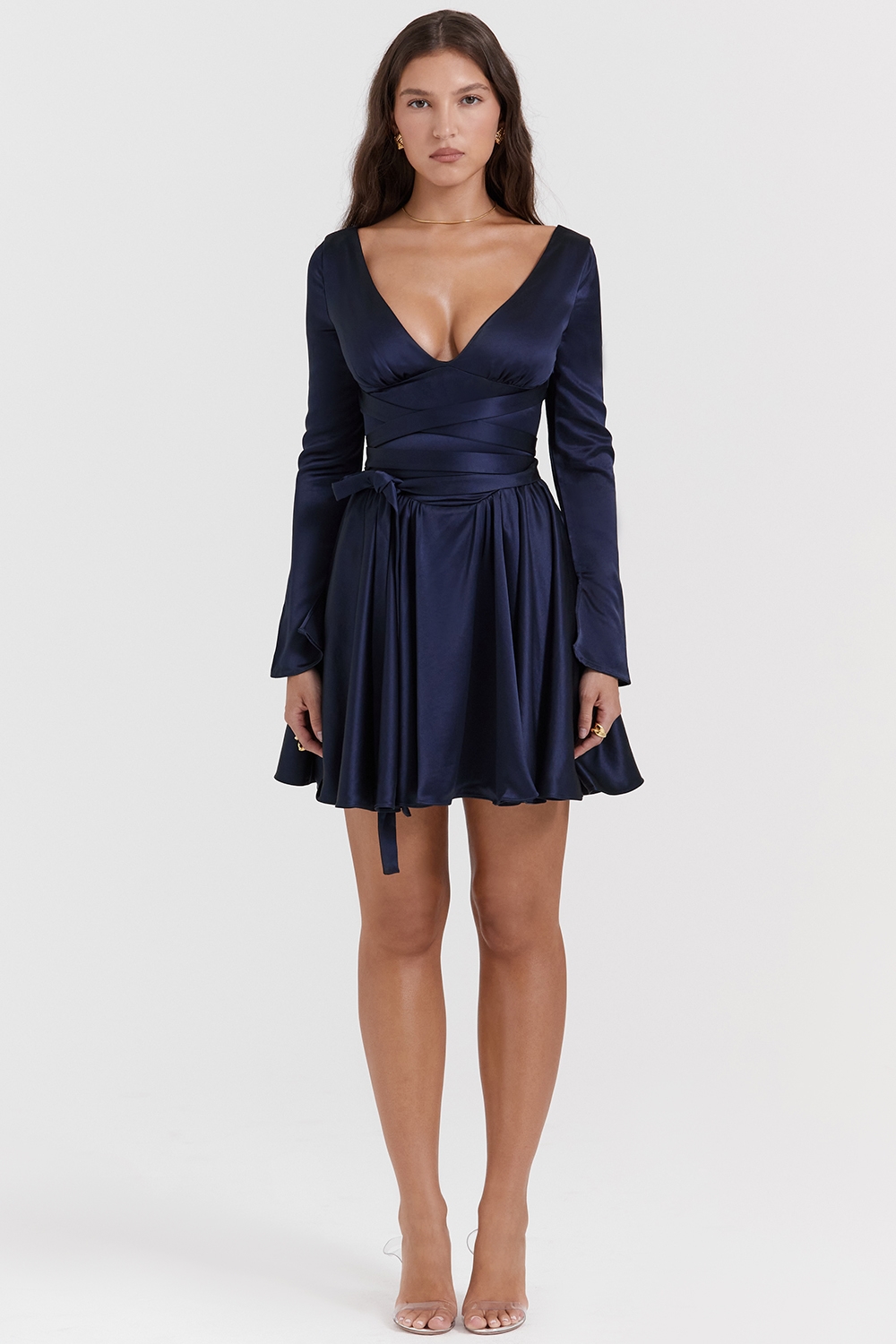 Dominique  Navy Plunge Mini Dress — image 3