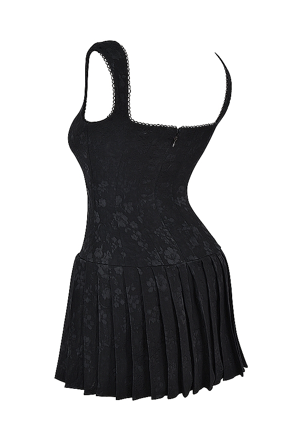 Talia  Black Pleated Mini Dress — image 17