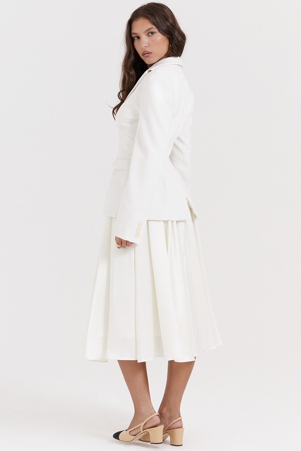 Suzette  Ivory Gathered Midi Skirt — image 6