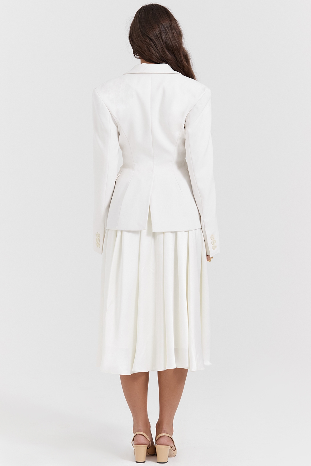 Suzette  Ivory Gathered Midi Skirt — image 7