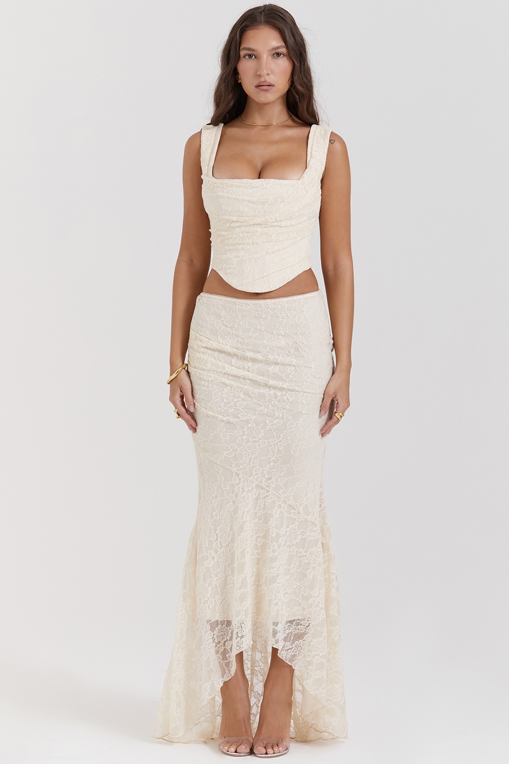 Therese  Vintage Cream Lace Maxi Skirt — image 3