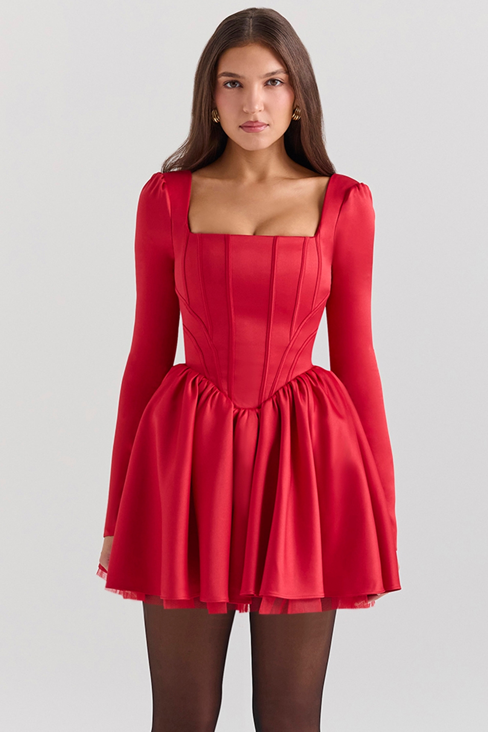Nina Holly Red Removable Bow Tulle Mini Dress — image 3