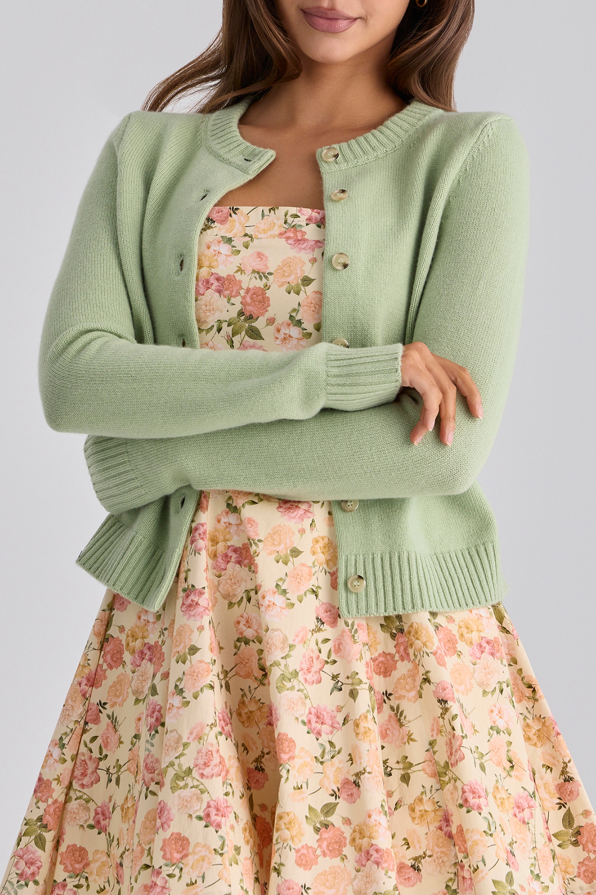 Signature Matcha Cashmere + Merino Wool Cardigan — image 1