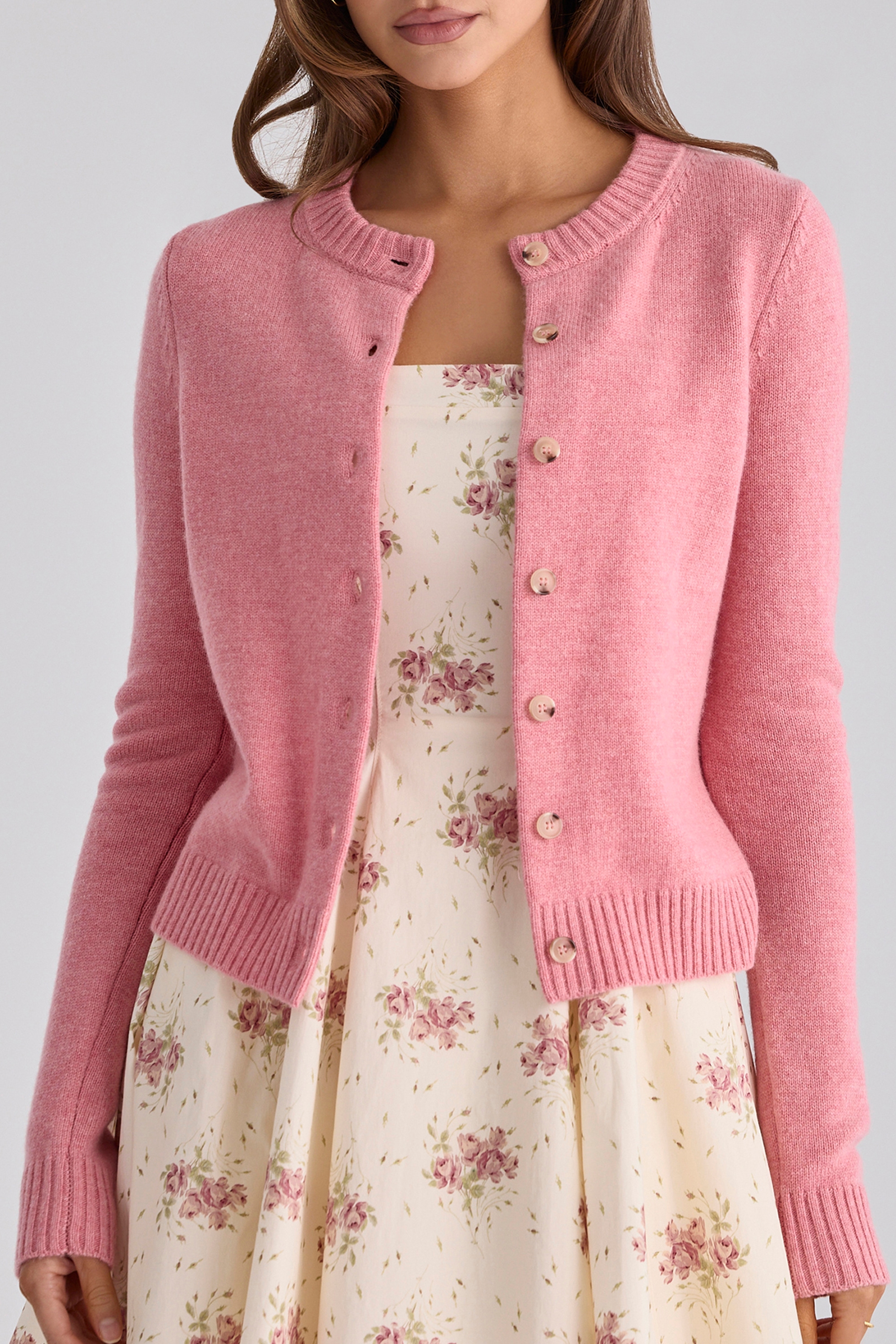 Signature Raspberry Cashmere + Merino Wool Cardigan — image 1
