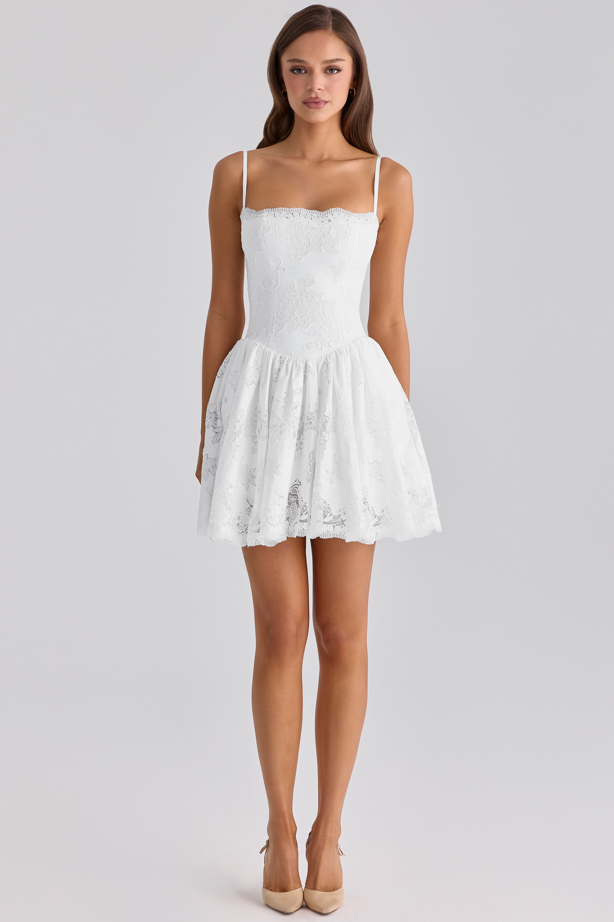 Chloe White Custom Lace + Cotton Broderie Anglaise Mini Dress — image 5