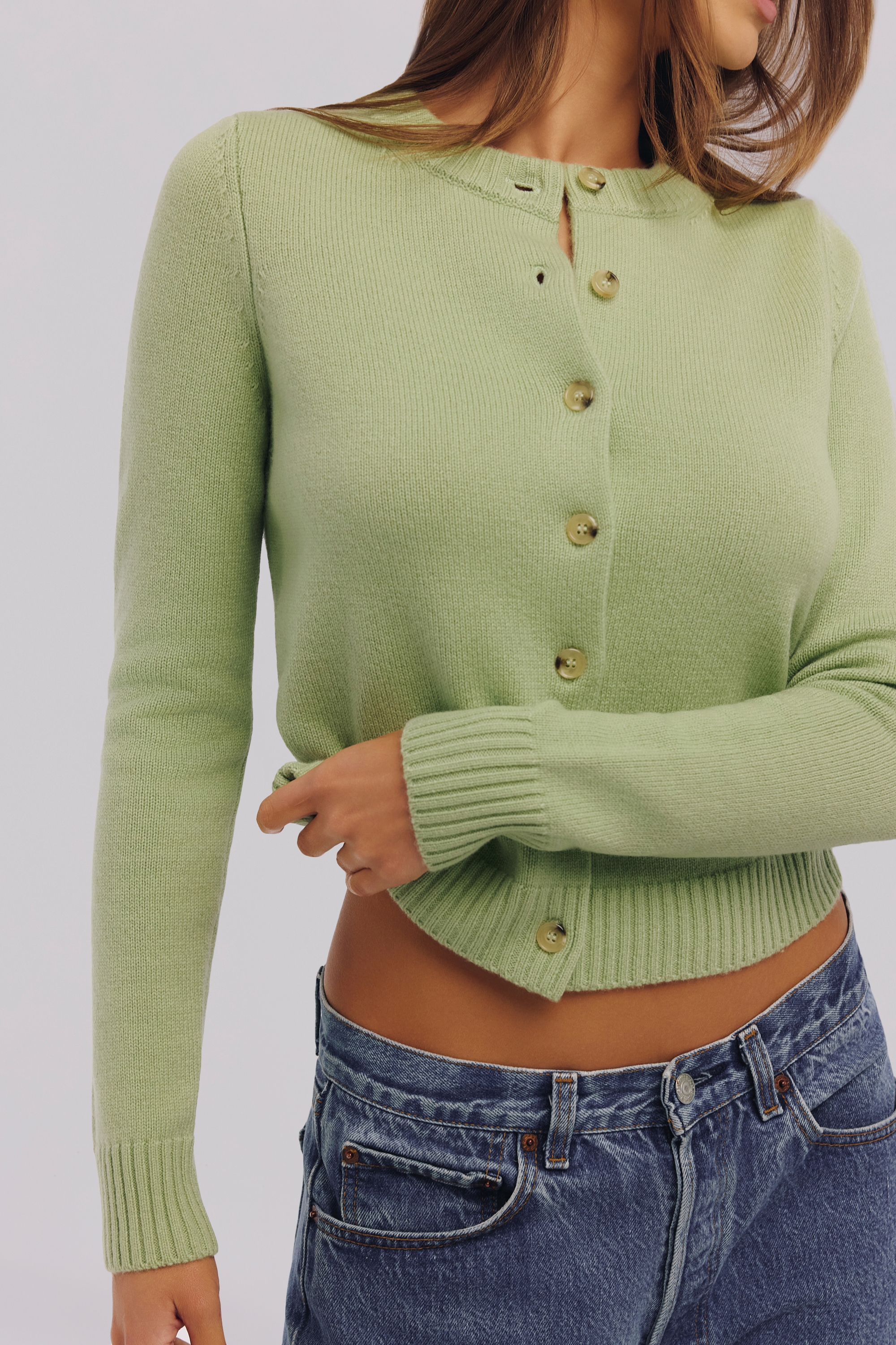Signature Matcha Cashmere + Merino Wool Cardigan — image 3