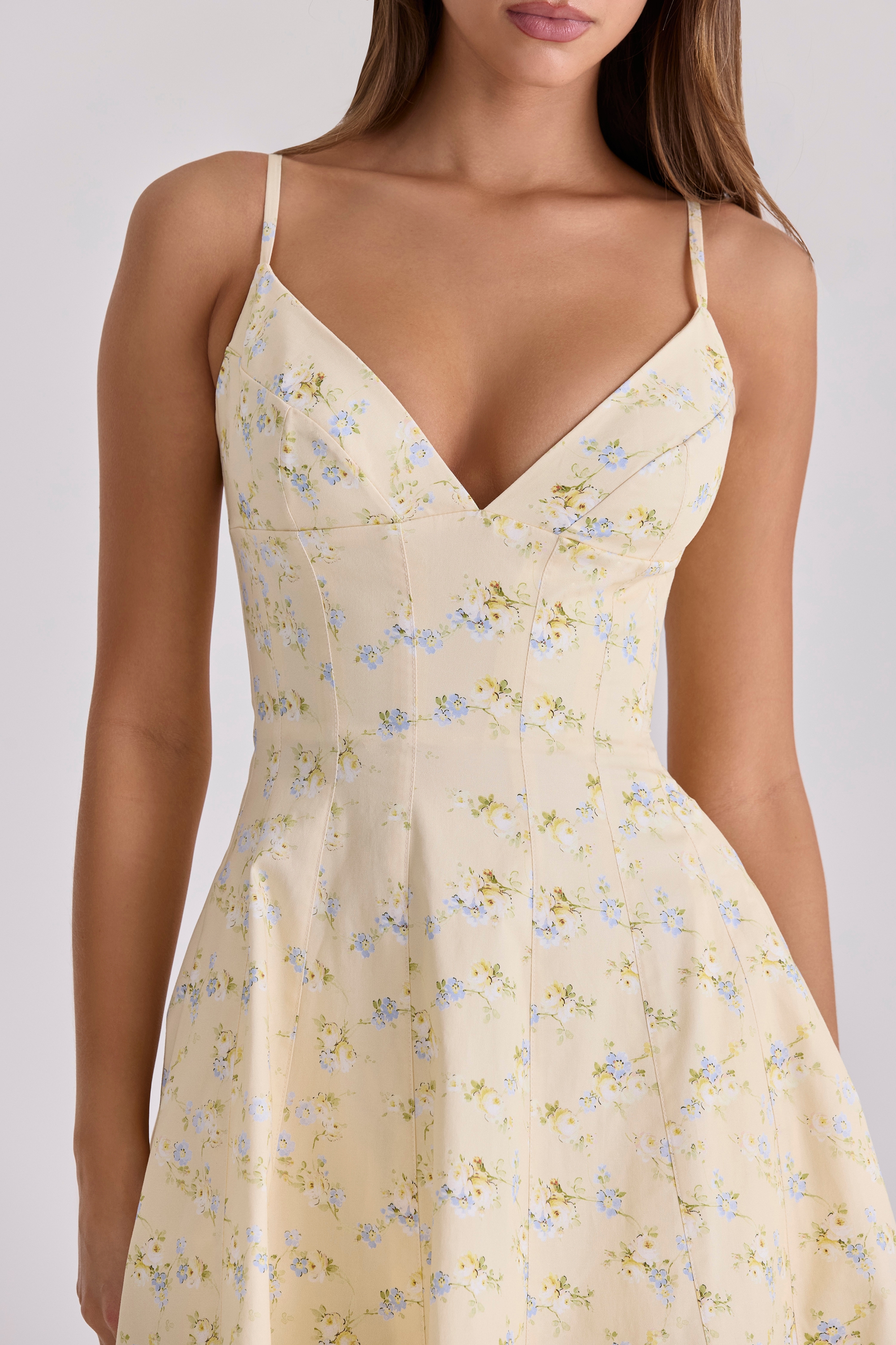 Millie Lemon Floral Print Strappy Cotton Midi Sundress — image 3