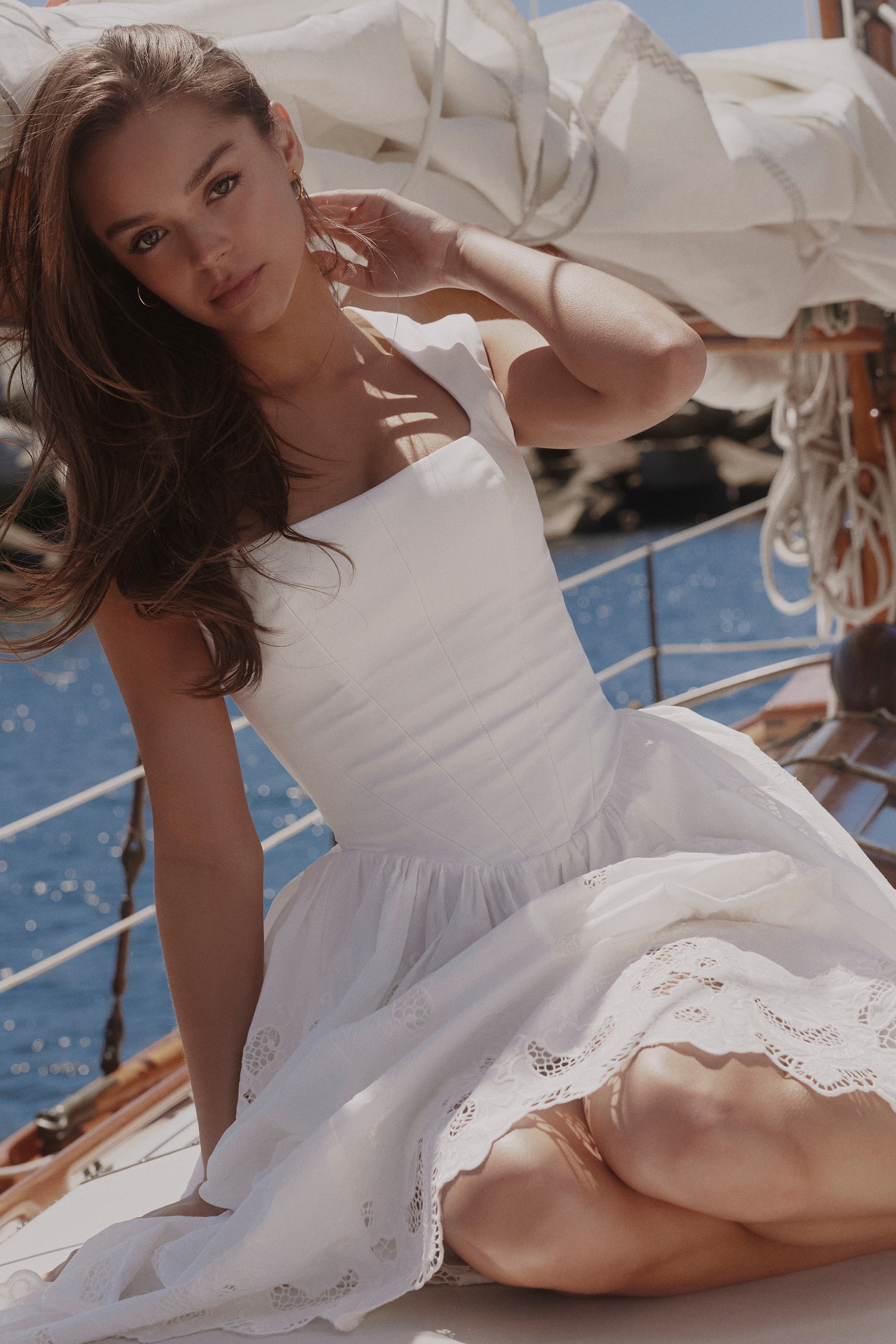 Safira White Floral Broderie Anglaise Cotton Midi Dress — image 9